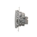 Simon 54 Gniazdo antenowe satelitarne podwójne SAT-SAT-RTV srebrny mat