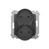 Simon 54 Gniazdo bez uziemienia z przesłonami podwójne 16A z. śrub. czarny *Do ramek S54 PREMIUM