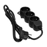 Przedłużacz 3-krotny 2P+Z 3m H05VV-F 3x1,5mm2 Imax=16A płaska wtyczka czarny ES-4/B/3 ORNO
