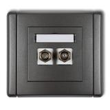 FLEXI Gniazdo antenowe podwójne typu F (SAT) niklowane grafitowy