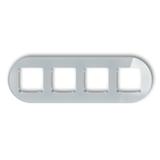 ICON Ramka uniwersalna poczwórna okrągła - efekt szkła (ramka: szara; spód: biały) szary