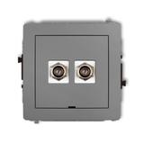 DECO Mechanizm gniazda antenowego podwójnego typu F (SAT) niklowany, bez pola opisowego szary mat