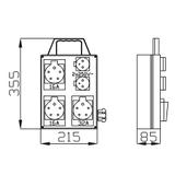 ROZDZIELNICA  przenosna RS  2X 2P+Z  2X 3P+N+Z 16A 1X 3P+N+Z 32A