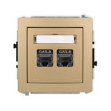 DECO Mechanizm gniazda komputerowego podwójnego 2xRJ45, kat. 8, ekranowany, 8-stykowy złoty metalik