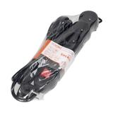 Przedłużacz 5-krotny z wyłącznikiem 3m H05VV-F 3x1,5mm2 Imax=16A płaska wtyczka czarny