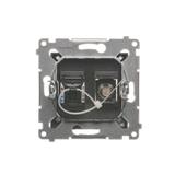 Simon 54 Gniazdo antenowe typu F + RJ45 kat.6 antracyt DASFRJ45.01/48 KONTAKT