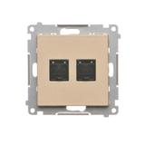 Simon 55 Gniazdo komputerowe podwójne RJ45 kategoria 6 z przesłoną przeciwkurzową Szampański mat T62.01/144 KONTAKT