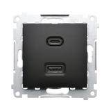 Simon 54 Ładowarka USB C+A 30W 230V czarny mat DEC2CAQ.01/49 KONTAKT