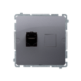 Simon Basic Gniazdo komputerowe RJ45 kategoria 6 pojedyncze z przesłoną przeciwkurzową Montaż na łap