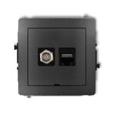 DECO Mechanizm gniazda antenowego poj. typu F (SAT) + gniazda komp. poj. 1xRJ45, kat. 6, 8-stykowy,