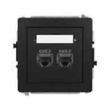 DECO Mechanizm gniazda komputerowego podwójnego 2xRJ45, kat. 7, ekranowany, 8-stykowy czarny mat