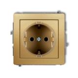 DECO Mechanizm gniazda pojedynczego z uziemieniem SCHUKO 2P+Z (przesłony torów prądowych) złoty