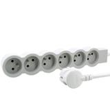 PRZEDŁUŻACZ STANDARD 6X2P+Z, Z PRZEWODEM 3.0 METRA 3X1.5 MM2 - BIAŁY/JASNOSZARY, Legrand