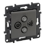 Niloe Step - gniazdo TV-R-SAT-SAT końcowe do instalacji typu gwiazda, 2 przewody 1,5 dB- kolor stalo