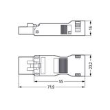WINSTA MINI wtyk 4-torowy biały z obudową odciążającą naciąg
