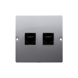 Simon Basic Gniazdo komputerowe RJ45 podwójne kategoria 5e . Montaż gniazda na wkręty do puszki stal inox BMF52.02/21 KONTAKT