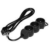 Przedłużacz 3x2P+Z,1,4m, 3x1mm2, czarny