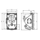 GNIAZDO Z WYŁĄCZNIKIEM " COMBO-POL" 16A 400V 3P+Z+N, gniazdo 230V, wył. L-O-P IP44