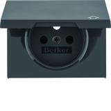 BERKER K.1 Płytka czołowa do gniazda z uziemieniem i pokrywą antracyt mat lakierowana 3965777106 HAG