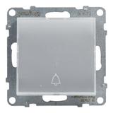 SUNO - Przycisk pojedynczy z podświetleniem - 6 A - 250 V~ - zaciski automatyczne, Aluminium, Legran