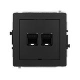 DECO Mechanizm gniazda komputerowego podwójnego 2xRJ45, kat. 5e, 8-stykowy, bez pola opisowego czarn