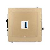 DECO Mechanizm gniazda pojedynczego USB A-A 3.0, bez pola opisowego złoty metalik