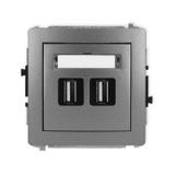 DECO Mechanizm gniazda podwójnego 2xUSB A-A 2.0 grafitowy
