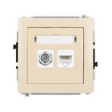 DECO Mechanizm gniazda antenowego poj. typu F (SAT) + gniazda komp. poj. 1xRJ45, kat. 5e, 8-stykowy