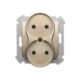 Simon 54 Gniazdo bez uziemienia z przesłonami podwójne 16A z. śrub. złoty mat *Do ramek S54 PREMIUM