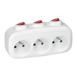 Rozgałęźnik 3x2P+Z z 3 włącznikami ES-3 ORNO