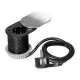 Gniazdo meblowe O6cm, wpuszczane w blat z przesuwną pokrywką, ładowarką USB i przewodem 1,9m, 1x2P+Z