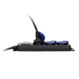 Przedłużacz warsztatowy bryzgoszczelny z wyłącznikiem IP44, 3 gniazda 2P+Z IP44, przewód gumowy, H05