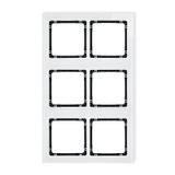 DECO Ramka modułowa 6 krotna (2 poziom, 3 pion) - efekt szkła (ramka biała; spód czarny)
