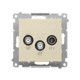 Simon 55 Gniazdo antenowe satelitarne podwójne SAT-SAT-RTV 2x Wejście: 5 MHz÷2,4 GHz Szampański mat