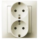 IMPRESJA Gniazdo podwójne z uziemieniem schuko kompletne z ramką - kolor ecru