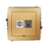 DECO Mechanizm gniazda antenowego poj. typu F (SAT) + gniazda komp. poj. 1xRJ45, kat. 6 ekranowany,