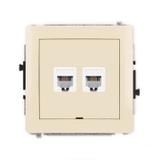 DECO Mechanizm gniazda telefonicznego podwójnego 2xRJ11, 4-stykowy, beznarzędziowe, bez pola opisowe