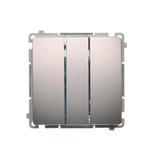 Simon Basic Przycisk potrójny z podświetleniem LED 10A szybkozłączka stal inox