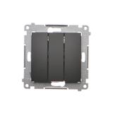 Simon 54 Przycisk potrójny 10A szybkozłączka czarny