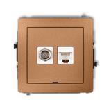 DECO Mechanizm gniazda antenowego poj. typu F (SAT) + gniazda komp. poj. 1xRJ45, kat. 5e, 8-stykowy,