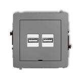 DECO Mechanizm ładowarki USB podwójnej 2xUSB A, 15,5W max., 5V, 3.1A, bez pola opisowego szary mat