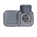 NOWE PLEXO - GNIAZDO SCHUKO 2X2P+Z POZIOME KOMPLET NATYNKOWY 16A-250V SZARE 069742L LEGRAND
