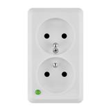 BERG GNIAZDO PODWÓJNE Z UZIEMIENIEM 2x2P+Z  IP 20 biały