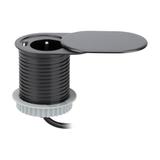 Gniazdo meblowe O6cm, wpuszczane w blat z przesuwną pokrywką, ładowarką USB i przewodem 1,9m, 1x2P+Z