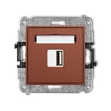 MINI Mechanizm ładowarki USB pojedynczej USB A, 10W max., 5V, 2A terakota