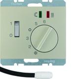 BERKER K.5 Regulator temperatury podłogi z stykiem zwiernym elementem centralnym LED stal szlachetna