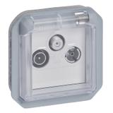 NOWE PLEXO - GNIAZDO TELEWIZYJNE TV - R - SAT KOŃCOWE MECHANIZM SZARE 069558L LEGRAND