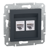 Asfora, gniazdo komputerowe RJ45 2x kat.6, UTP, bez ramki, antracyt