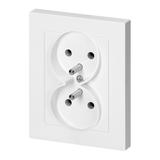 Gniazdo podwójne podtynkowe 2x2P+Z Malta, 16A, 250V, PT-6M, biały