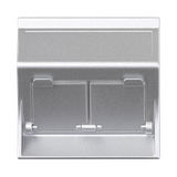 Simon Connect Płytka S500 2x RJ z osłonami skośna do adapterów MD aluminium